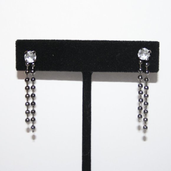 Gun metal black and cz drop post earrings nwot
